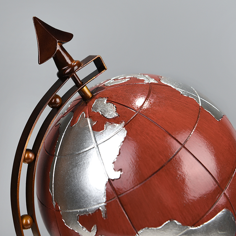 室地球仪摆件客厅酒柜装饰品卧室房间创意摆设商务工艺礼品 酒红色