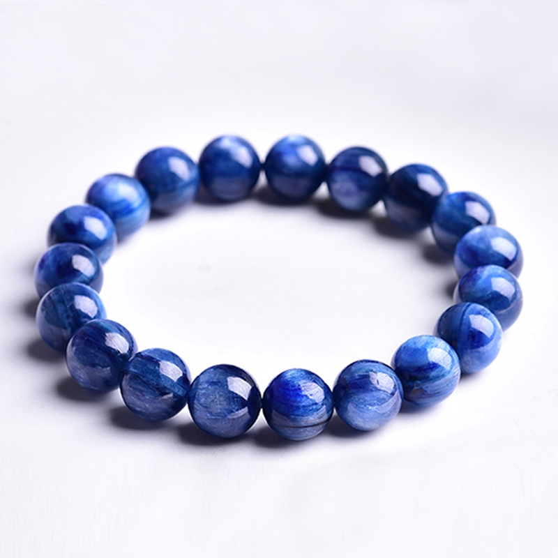 臻莱 蓝晶石手链 蓝发晶手串 蓝绒晶猫眼 蓝晶手链男女 珠径7mm