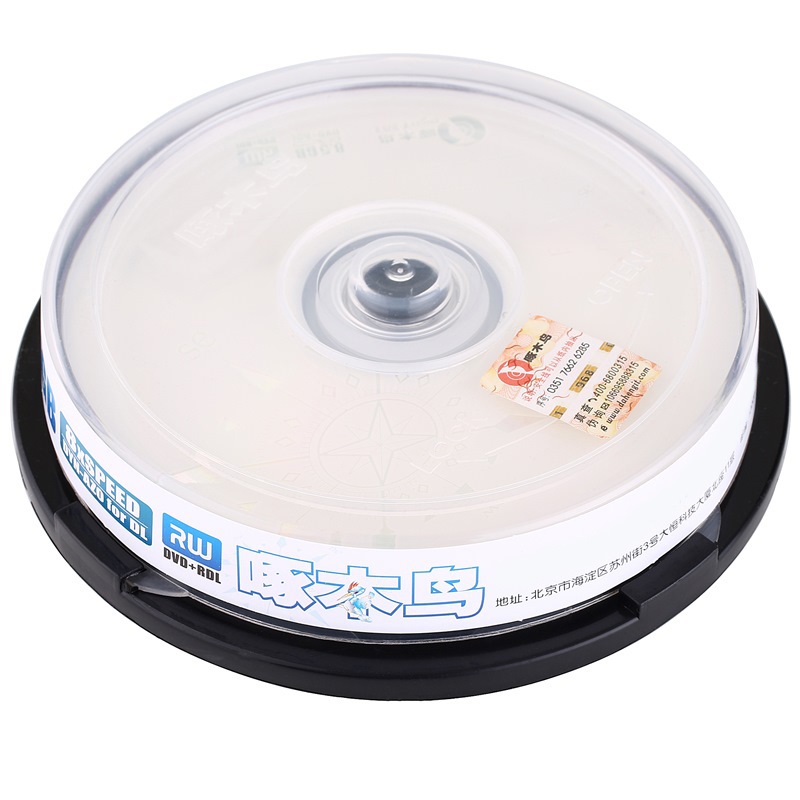 啄木鸟 DVD+R 光盘/刻录光盘/空白光盘/刻录碟片/大容量/ DL 8速 8.5G 单面双层 10片桶装 刻录盘