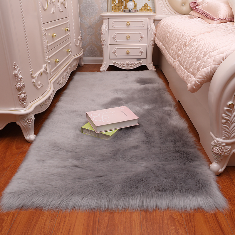 牧诺床边毯卧室地毯客厅毛绒简约加厚长毛绒可爱毯房间地毯 毛绒 灰色 80*200厘米
