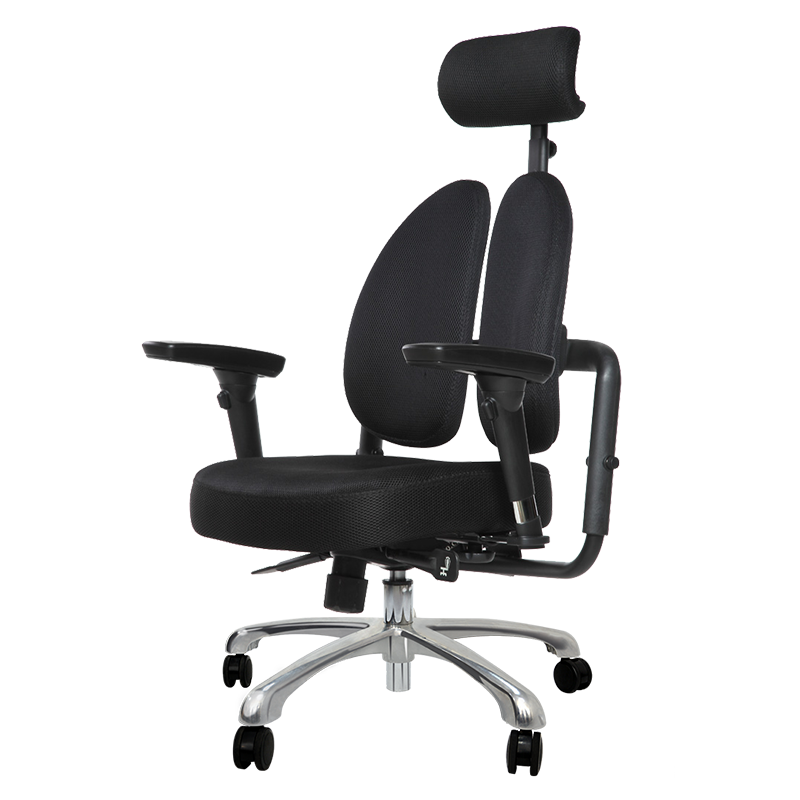 普格瑞司 电脑椅老板椅办公椅可躺家用转椅双层透气网布升降人体工学椅 黑色（包安装）
