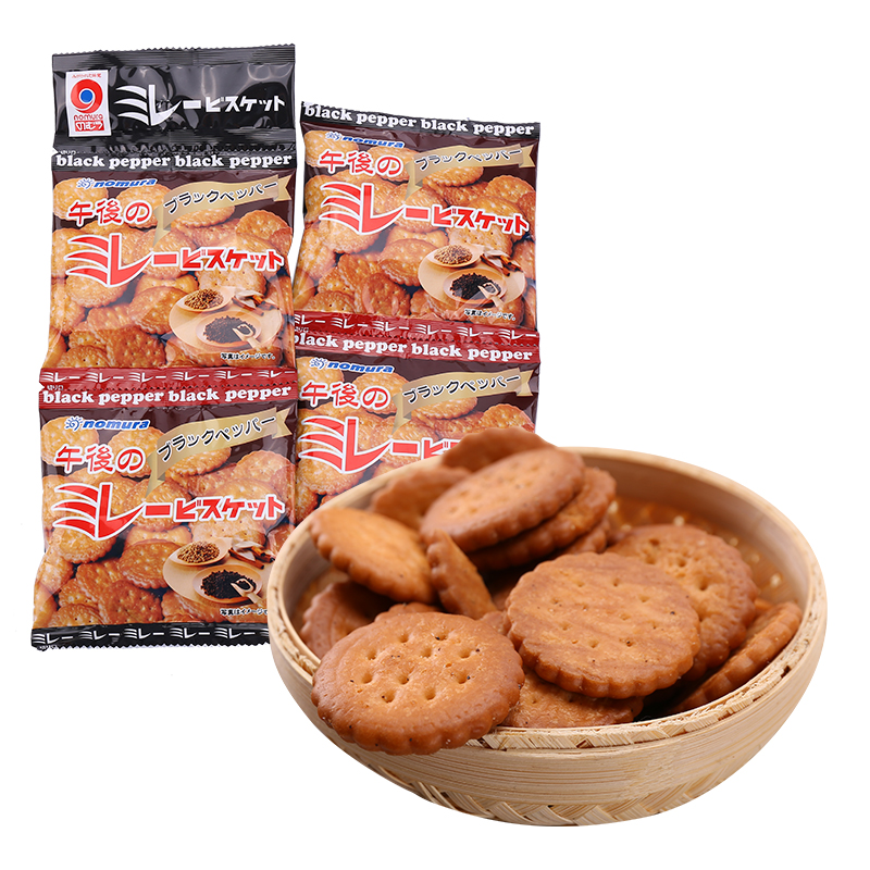 野村煎豆日本进口食品 野村煎豆胡椒香脆饼干(4连包)120g休闲零食小食