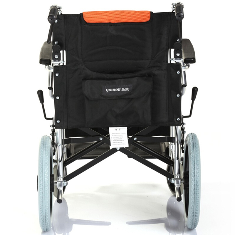 鱼跃（YUWELL）轮椅H056C 铝合金软座便携 可折叠免充气老人手推轮椅车小轻量化