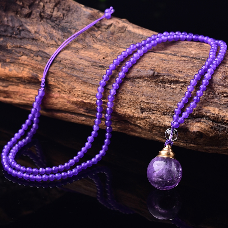 臻莱 粉水晶舍利瓶吊坠  男女款紫水晶许愿瓶舍利塔挂坠子舍利子项链