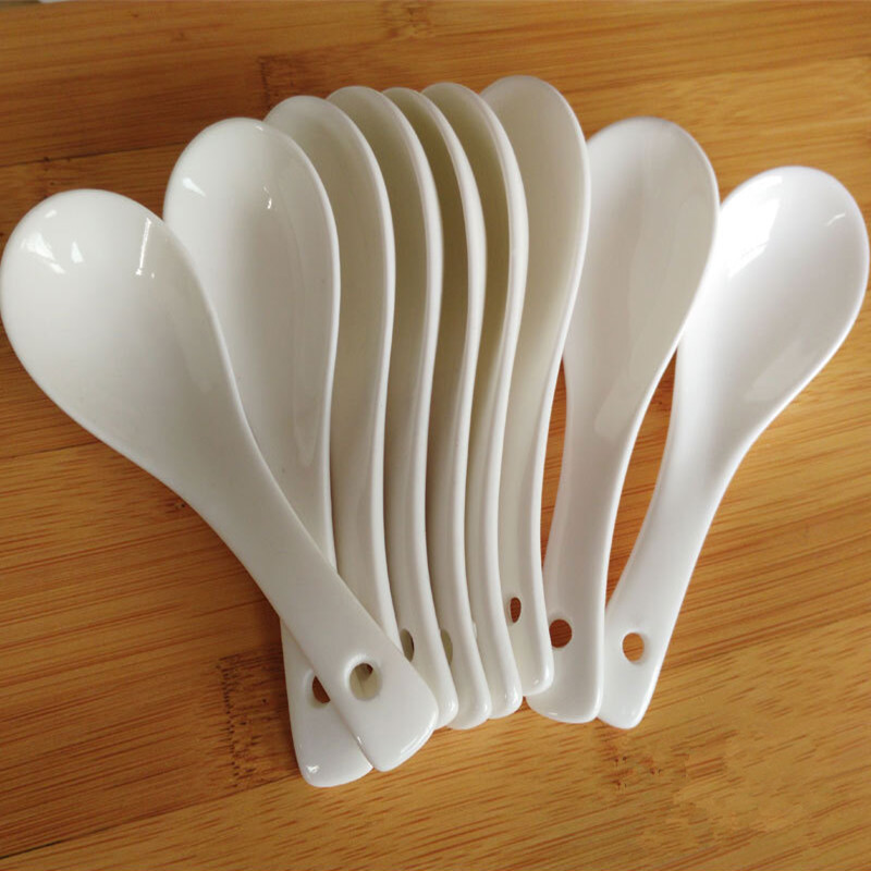 陶瓷家用酒店餐厅饭店瓷调羹勺米饭勺 50把勺子