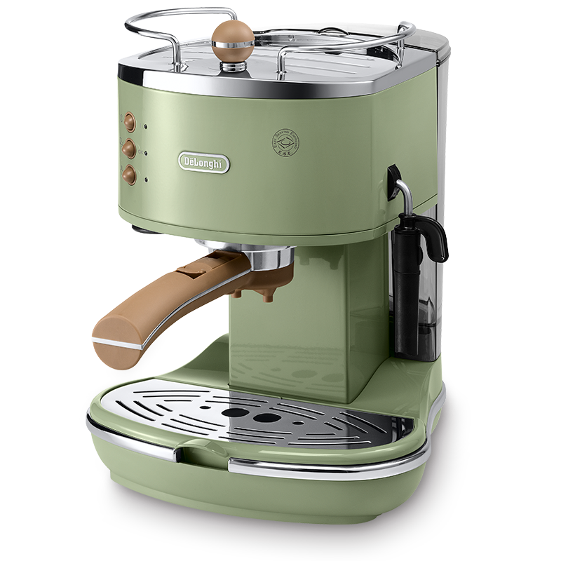 德龍（Delonghi）【國家補貼】咖啡機 復古半自動咖啡機 小型家用意式濃縮15Bar泵壓 手動打奶泡 ECO310.VGR 橄欖綠