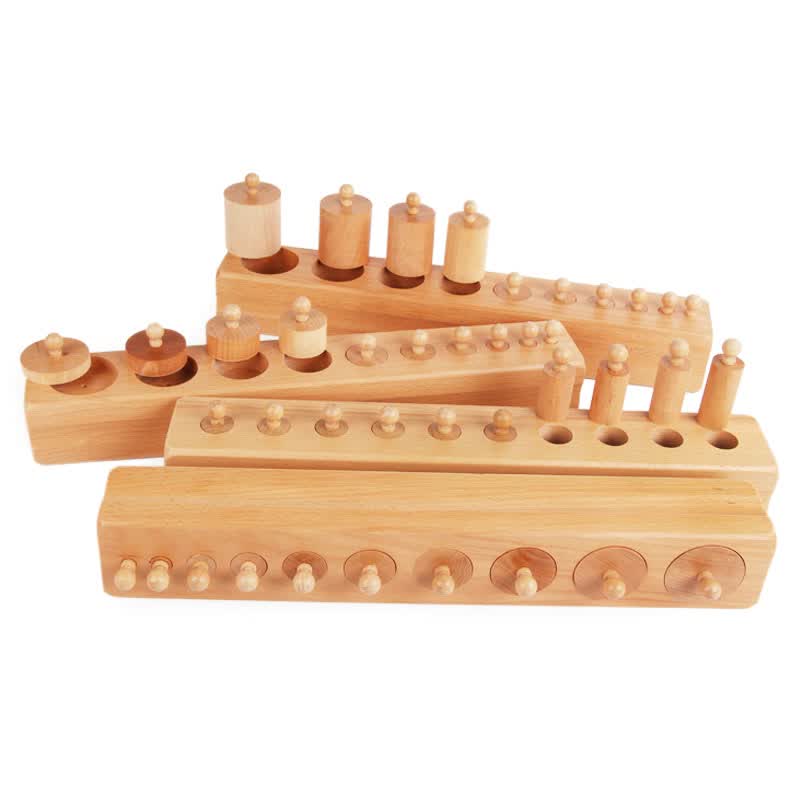 cansmarter蒙氏教具插座圆柱体蒙特梭利早教启智感官教育儿童木质玩具