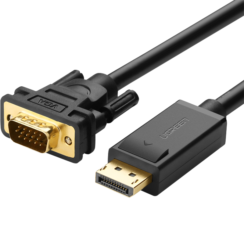 绿联DP转VGA转换线 DisplayPort转VGA公对公转接线 电脑投影仪显示器高清视频连接线 黑色（DP转VGA线） DP转VGA转换线【1.5米】10247