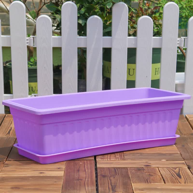 花盆塑料阳台种菜花盆树脂配托盘大绿萝盆栽兰花槽多肉种植盆 紫色