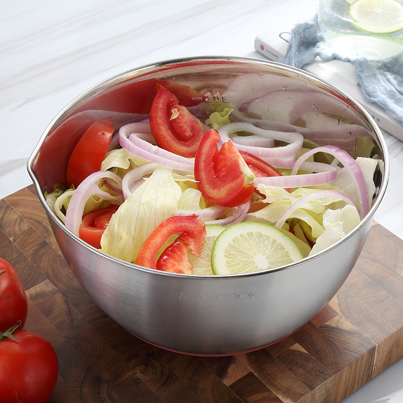 美厨(maxcook)304不锈钢盆沙拉盆 加厚调料盆洗菜盆和面盆味斗 压嘴