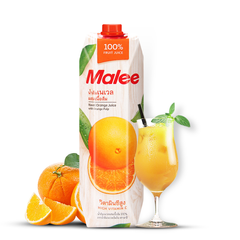 泰国进口malee玛丽橙汁1l大瓶装 水果果汁果肉饮料饮品批发