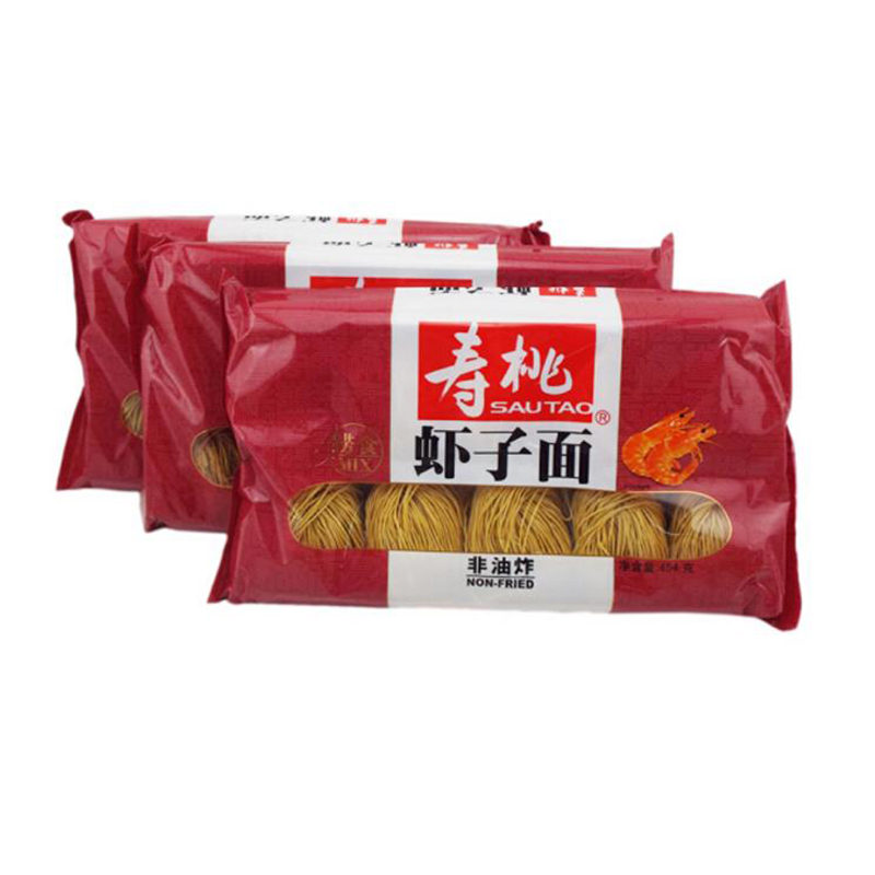 寿桃牌 454g x3包 瑶柱面 虾子面 港式蛋面 排装 非油炸 早餐面 捞面