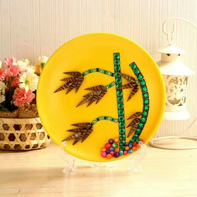 威艾斯儿童益智手工diy天然贝壳海螺贴画材料包 创意手工粘贴圆盘画