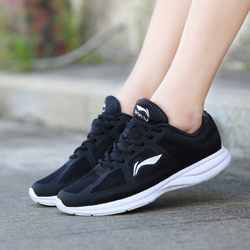 李宁女鞋跑步鞋超轻夏季透气单网跑鞋轻质运动鞋 黑色 39