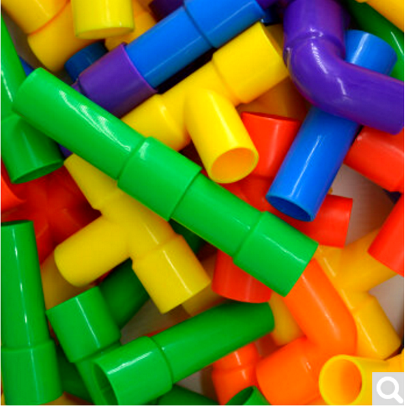 水管道积木塑料拼装积木宝宝儿童玩具 500g （约60颗）