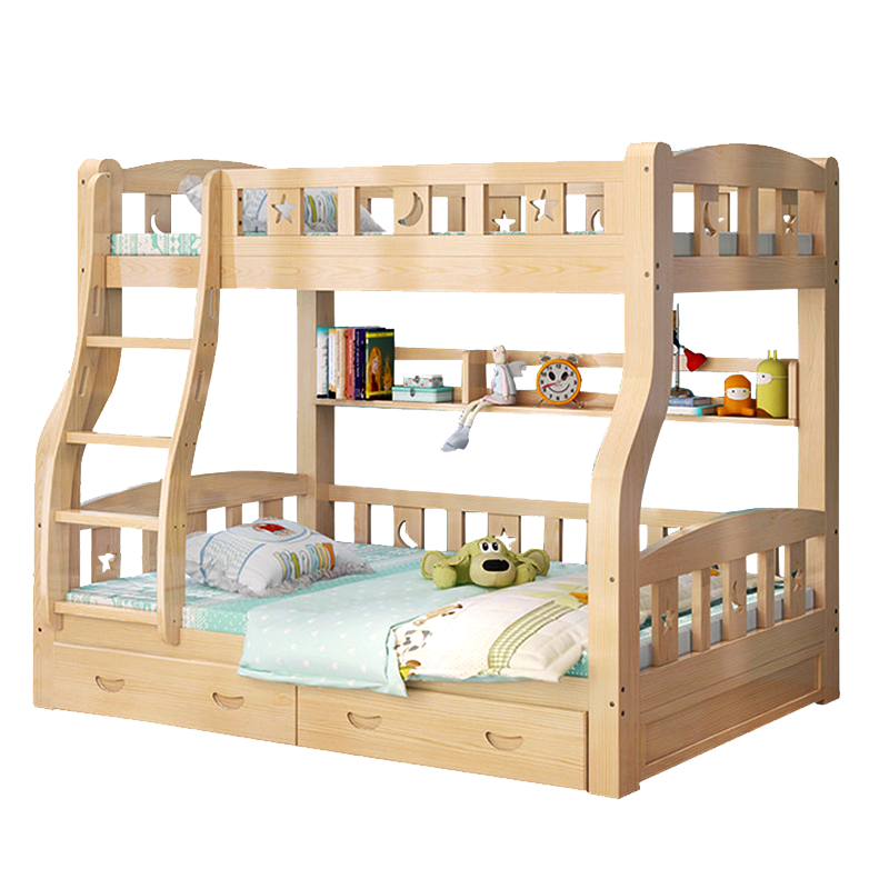 格趣 儿童床实木床 上下床铺高低子母床卧室家具双层床 爬梯款 送货包安装 上100宽*下120宽