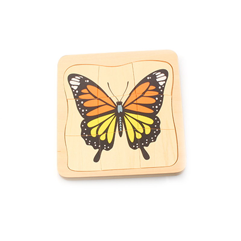 蒙氏教具动植物成长过程拼图嵌板多层拼板幼儿园儿童早教益智木质玩具CANSMARTER 蝴蝶
