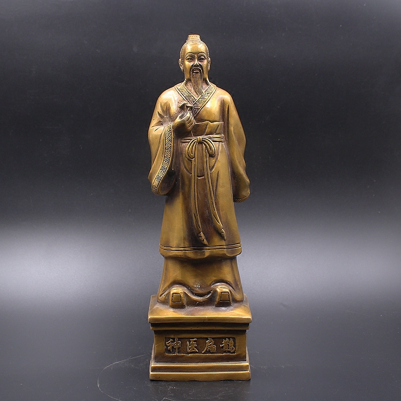 仿古黄铜扁鹊铜像扁鹊站像诊所摆件礼品工艺品家居办公室医院装饰礼品
