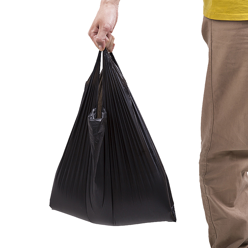 众诺中田 加厚型手提垃圾袋背心式垃圾袋大号黑色加厚型 36x53cm100只