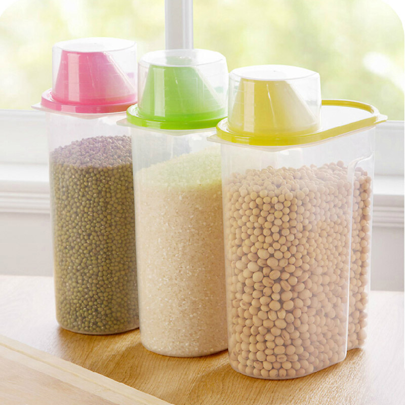 百露家用塑料透明大号密封罐五谷杂粮罐子易倾倒收纳盒厨房食品储物罐