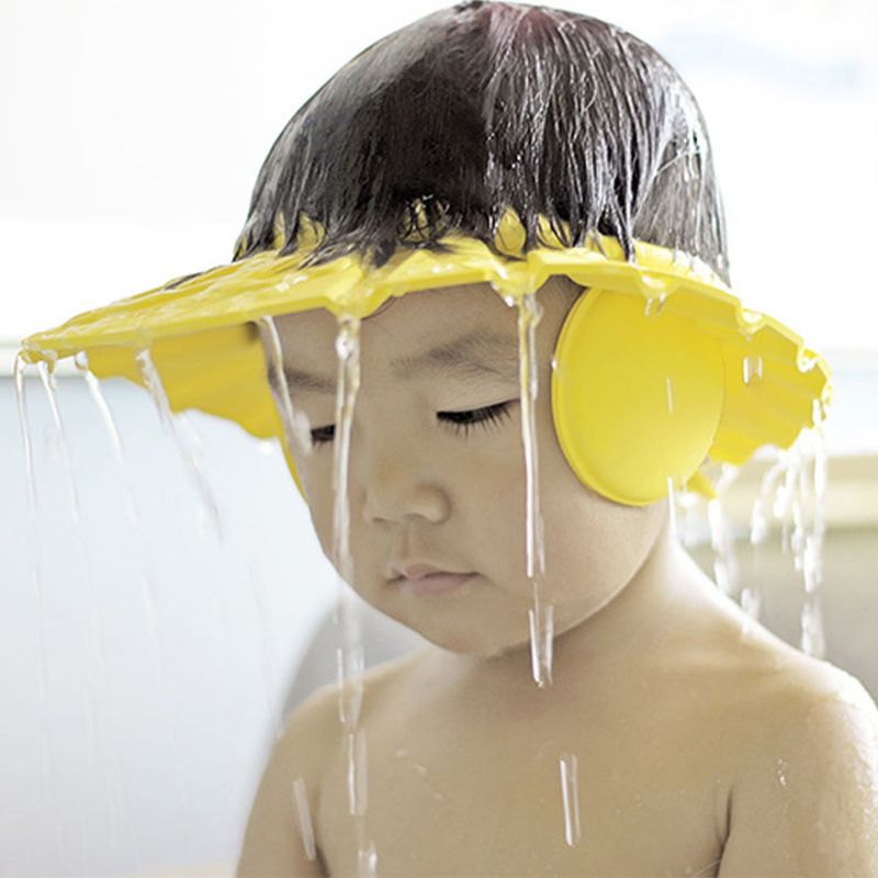 婴儿沐浴帽洗头防水护耳可调节儿童洗发帽宝宝洗澡洗头沐浴护耳神
