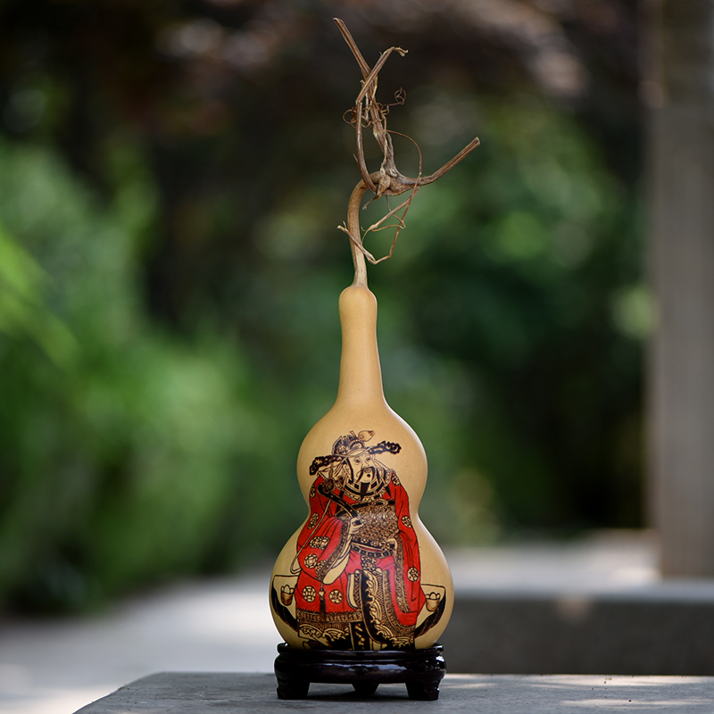 葫仙 精品大号天然烙画葫芦摆件文武财神爷纳福人物烙画家居工艺品 20