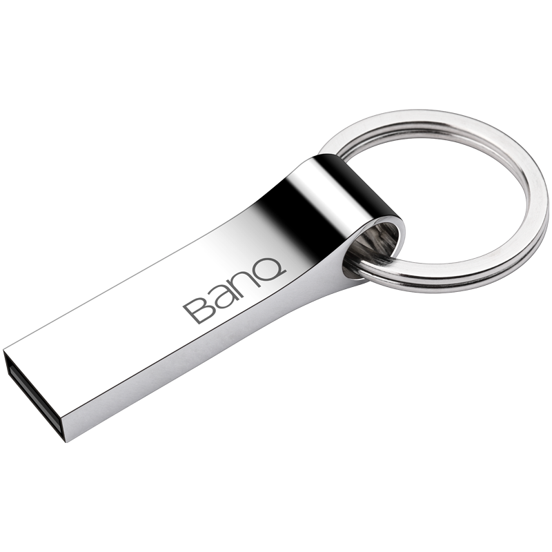 banq 8GB USB2.0 U盘 P9精品版 亮银色 大钢环便携设计 防水防震防尘 全金属电脑车载两用优盘