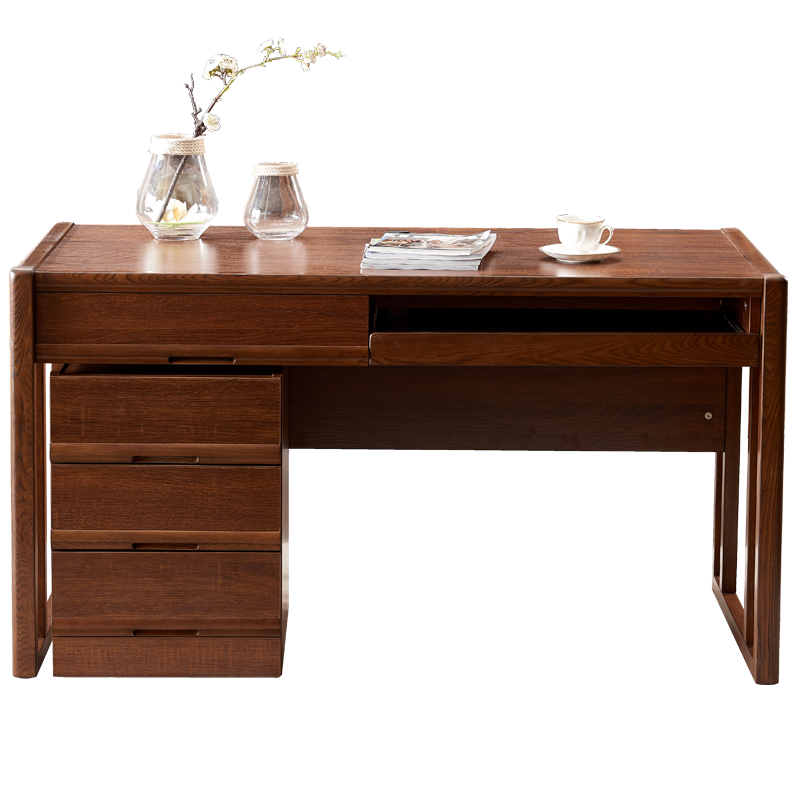 天坛家具 简约家用书桌 榆木板木组合书房家具 书桌（无三屉柜）长1400宽700高760mm