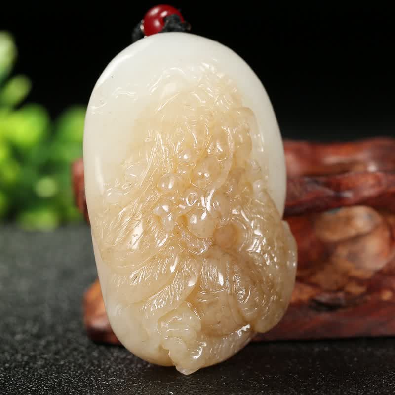 皇贵人苏州玉雕名家闵辉作品 新疆且末料白玉龙腾盛世玉坠男士礼物64克