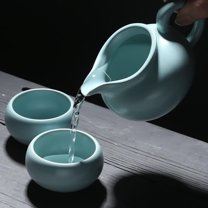 苏氏陶瓷汝窑陶瓷功茶具套装开片养金线美人泡茶壶盖碗办公送礼高档礼盒装
