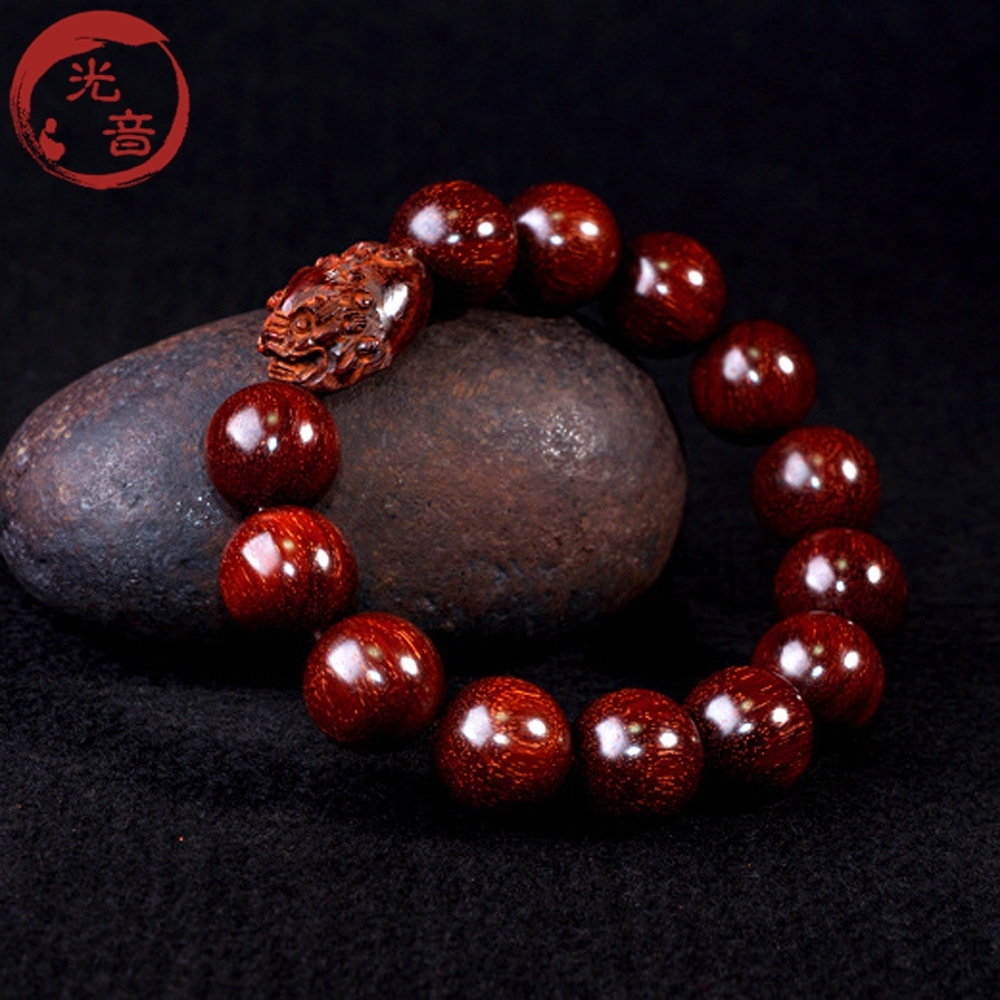 光音 收藏级 印度小叶紫檀貔貅手串10-20mm  文玩手珠男款 檀香木珠