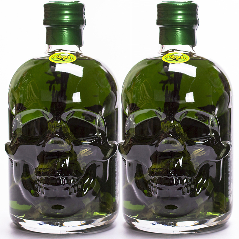 9度高度烈酒 德国进口洋酒 绿魔骷髅头苦艾酒含苦艾草500ml 绿魔双瓶