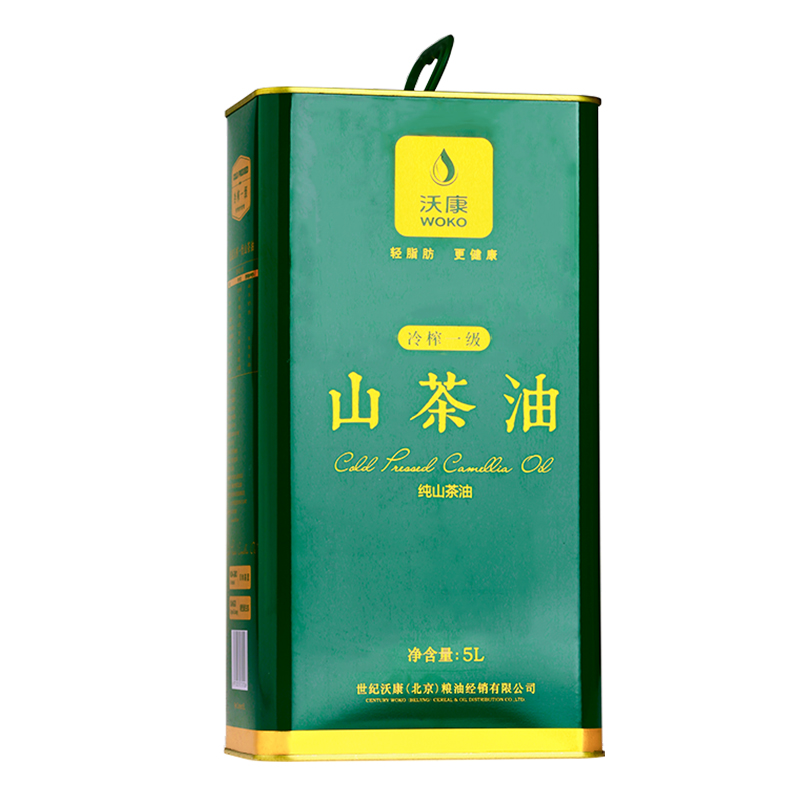 沃康 山茶油5L 茶籽油压榨一级山茶油物理压榨山茶油铁桶装食用油5升