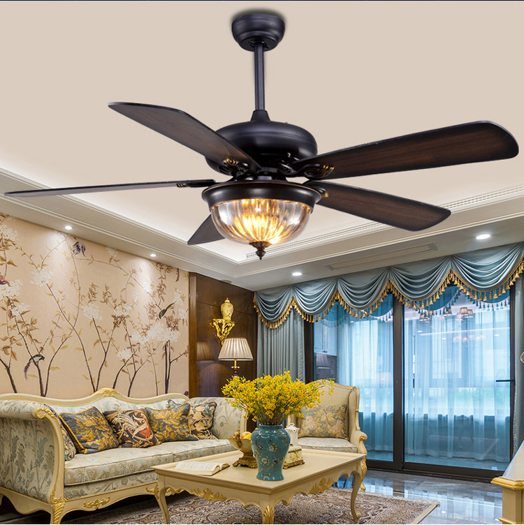 风光伴一生美式吊扇灯 客厅餐厅卧室风扇灯复古电扇灯家用灯扇一体电