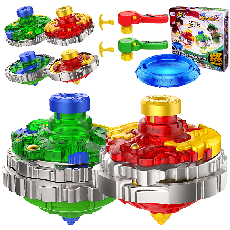 超变战陀玩具竞技陀螺套装 儿童对战陀螺圣焰红龙陀螺 青红陀螺训练