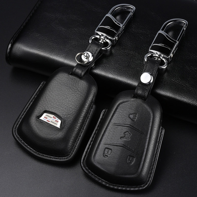 凯迪拉克钥匙包CT6 XTS ATSL XT6 XT4 XT5汽车钥匙套扣真皮全包钥匙包牛皮男女士 A挂扣+钥匙包（四键黑色）