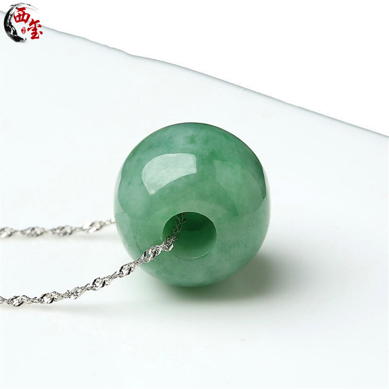 西璽 天然翡翠A貨路路通玉吊墜轉(zhuǎn)運(yùn)珠項(xiàng)鏈玉掛件女款玉石項(xiàng)墜