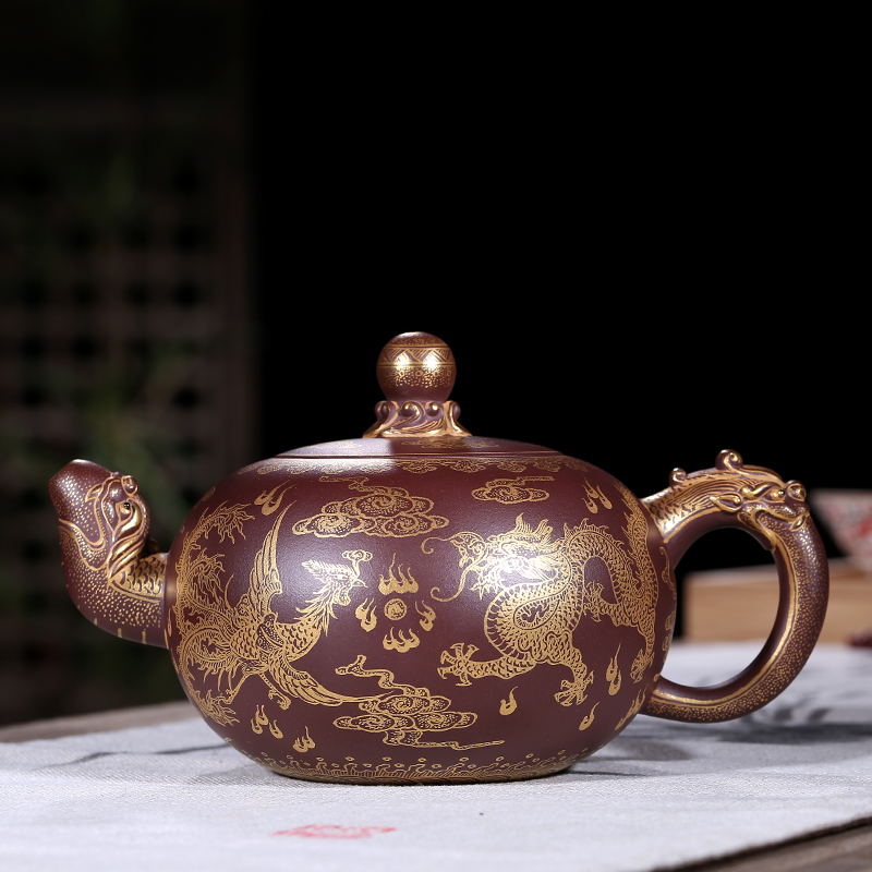 陶舍轩宜兴紫砂壶正高级工艺美术师 周小明 纯金描绘《一粒珠》收藏品