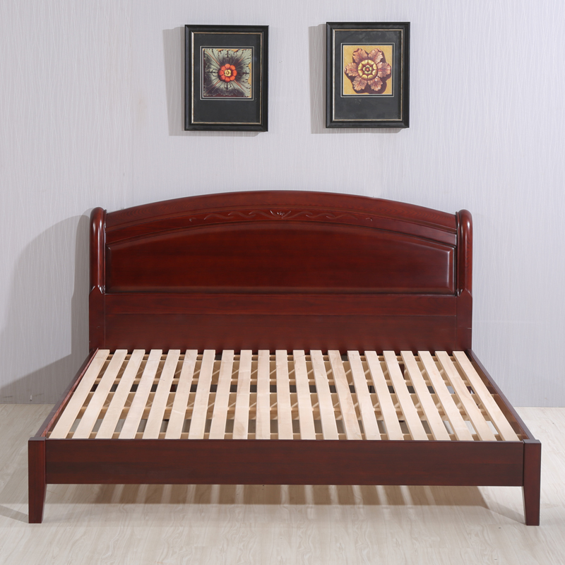 8双人婚床1.5水曲柳床 现代简约中式全实木家具 琥珀红 1800mm*2000mm