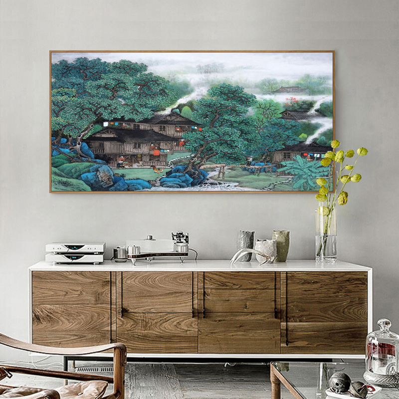 客厅装饰画国画山水画沙发墙壁画电表箱遮挡画餐厅挂画 乡村平淡人家