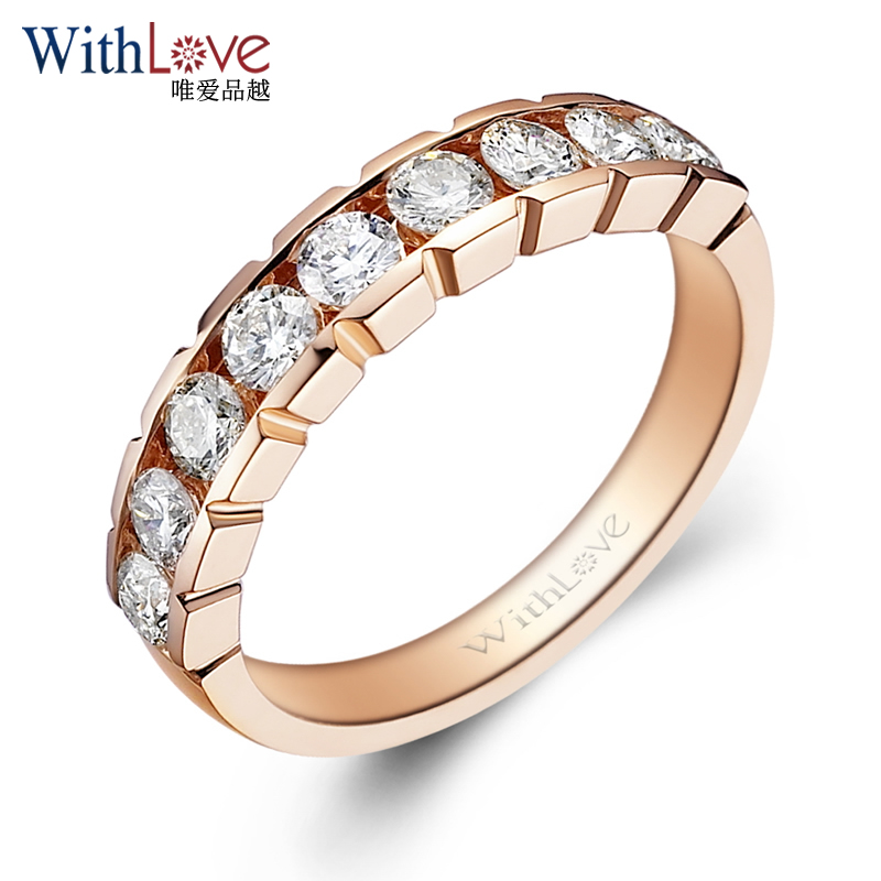 withlove唯爱品越 18k金90分排镶钻戒 欧美宽版排钻女戒 情浓半生 共