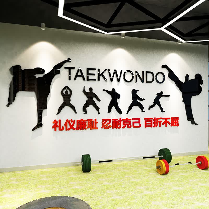 舒厅  跆拳道馆墙壁画3d立体水晶亚克力墙贴画励志文化教室武术散打