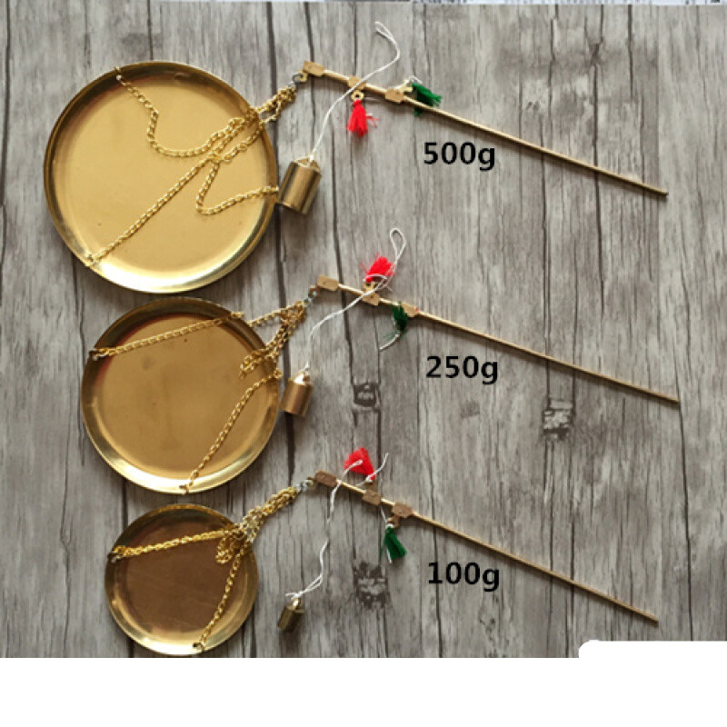 领跃腾信手工秤 中药秤药材秤小铜秤铜杆抓周称克戥厨房秤调料秤 100g