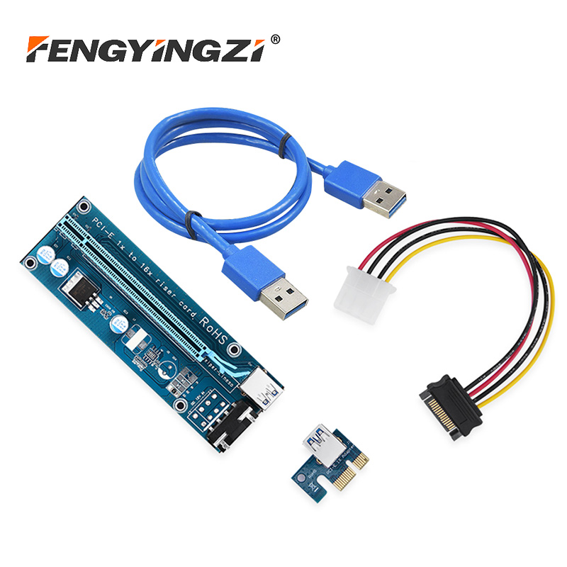 丰应子（Fengyingzi） 挖矿线pci-e 1X转16X延长线PCIe显卡转接线USB3.0 pci-e 1X转16X挖矿延长线 4P专业供电 1套