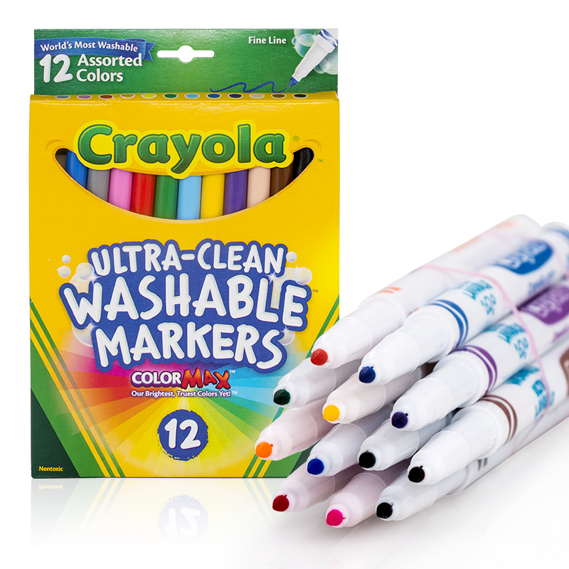 美国绘儿乐（Crayola）12色可水洗水彩笔儿童细头软头彩笔绘画笔彩绘笔绘画工具儿童节礼物58-7813