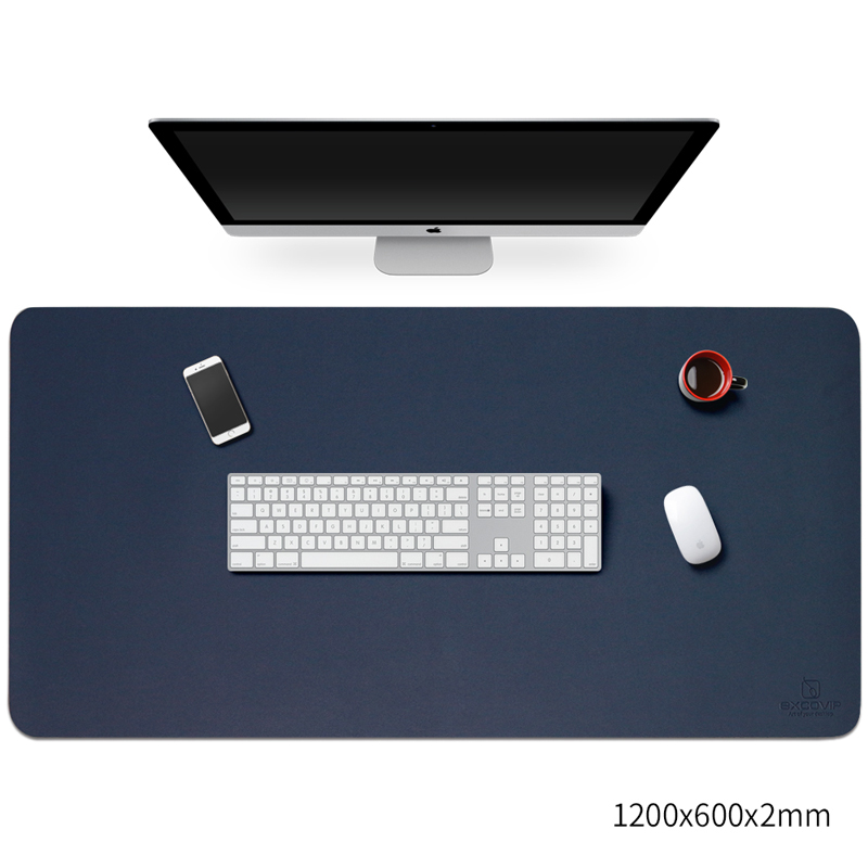 宜适酷(EXCO)1.2米超大防水皮质鼠标垫电脑办公桌垫 桌布特大号双面游戏键盘垫  蓝和黄