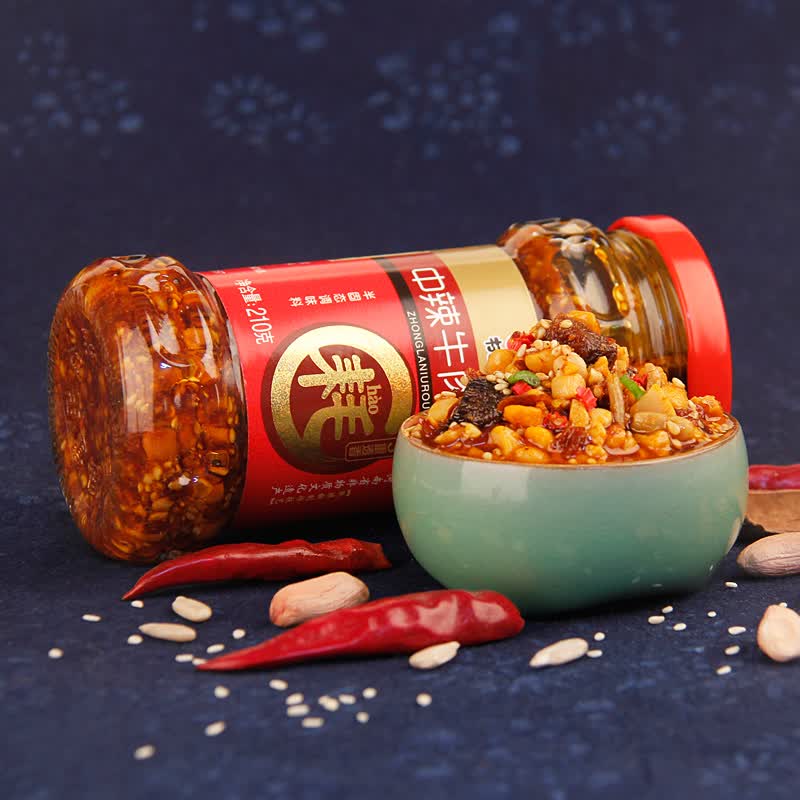 桃园建民牛肉耗辣椒辣椒酱调料拌面酱花生酱牛肉酱特产 牛肉耗辣椒 中