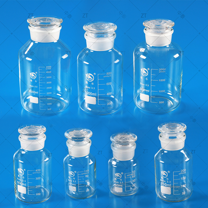 苏品蜀牛高硼硅大口试剂瓶 带磨砂透明玻璃广口瓶 1000ml