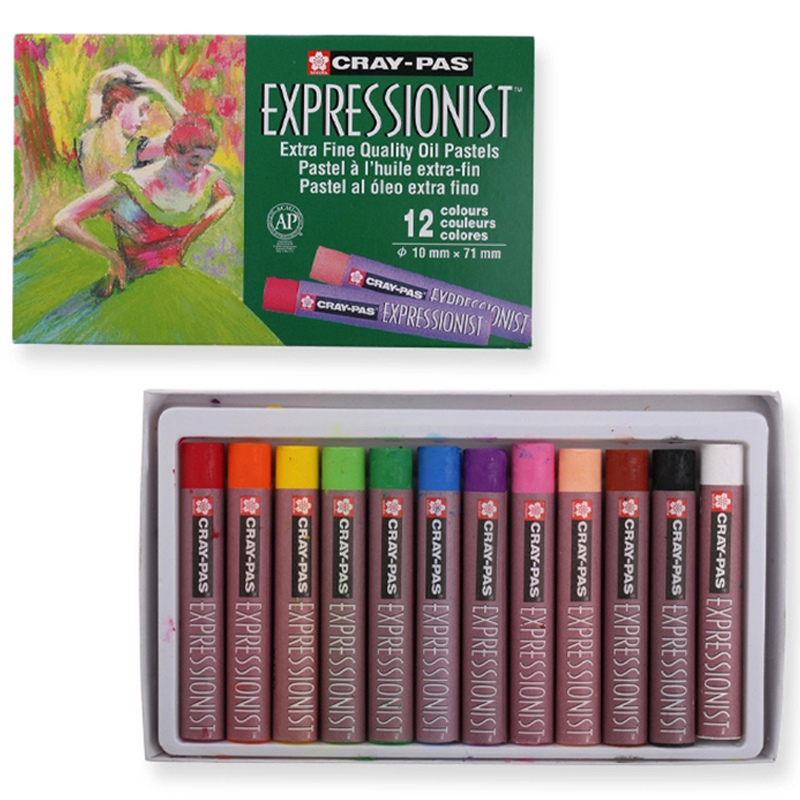 樱花(sakura) 中粗油画棒 绿盒软蜡笔 粗杆易握儿童绘画学生美术课