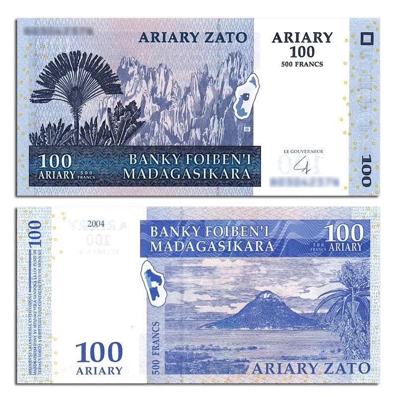 【藏邮】非洲-全新unc 马达加斯加纸币 外国钱币 外国纸币套装 100阿